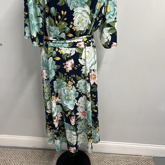 Charter Club Dress Plus size 3X Blue Green Floral Tropical Floral Stretch Knee - Picture 12 of 13